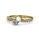 1 - Nicia White Sapphire and Diamond with Side Diamonds Bypass Ring 