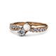 1 - Nicia White Sapphire and Diamond with Side Diamonds Bypass Ring 