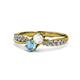 1 - Nicia White Sapphire and Blue Topaz with Side Diamonds Bypass Ring 