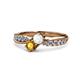 1 - Nicia White Sapphire and Citrine with Side Diamonds Bypass Ring 