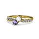 1 - Nicia White Sapphire and Iolite with Side Diamonds Bypass Ring 