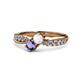 1 - Nicia White Sapphire and Iolite with Side Diamonds Bypass Ring 