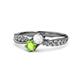 1 - Nicia White Sapphire and Peridot with Side Diamonds Bypass Ring 