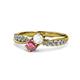 1 - Nicia White Sapphire and Rhodolite Garnet with Side Diamonds Bypass Ring 