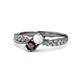 1 - Nicia White Sapphire and Red Garnet with Side Diamonds Bypass Ring 