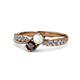 1 - Nicia White Sapphire and Red Garnet with Side Diamonds Bypass Ring 