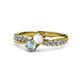 1 - Nicia White Sapphire and Aquamarine with Side Diamonds Bypass Ring 