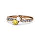 1 - Nicia White and Yellow Sapphire with Side Diamonds Bypass Ring 