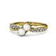 1 - Nicia White Sapphire with Side Diamonds Bypass Ring 