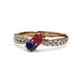 1 - Nicia Ruby and Blue Sapphire with Side Diamonds Bypass Ring 