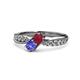 1 - Nicia Ruby and Tanzanite with Side Diamonds Bypass Ring 