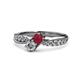 1 - Nicia Ruby and Diamond with Side Diamonds Bypass Ring 