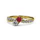 1 - Nicia Ruby and Diamond with Side Diamonds Bypass Ring 