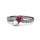 1 - Nicia Ruby and White Sapphire with Side Diamonds Bypass Ring 