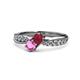 1 - Nicia Ruby and Pink Sapphire with Side Diamonds Bypass Ring 
