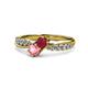 1 - Nicia Ruby and Pink Tourmaline with Side Diamonds Bypass Ring 
