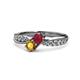 1 - Nicia Ruby and Citrine with Side Diamonds Bypass Ring 