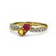 1 - Nicia Ruby and Citrine with Side Diamonds Bypass Ring 