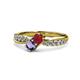 1 - Nicia Ruby and Iolite with Side Diamonds Bypass Ring 