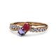 1 - Nicia Ruby and Iolite with Side Diamonds Bypass Ring 