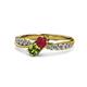 1 - Nicia Ruby and Peridot with Side Diamonds Bypass Ring 