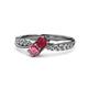 1 - Nicia Ruby and Rhodolite Garnet with Side Diamonds Bypass Ring 