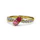1 - Nicia Ruby and Rhodolite Garnet with Side Diamonds Bypass Ring 
