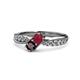 1 - Nicia Ruby and Red Garnet with Side Diamonds Bypass Ring 