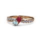 1 - Nicia Ruby and Aquamarine with Side Diamonds Bypass Ring 