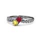1 - Nicia Ruby and Yellow Sapphire with Side Diamonds Bypass Ring 