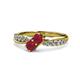 1 - Nicia Ruby with Side Diamonds Bypass Ring 
