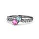 1 - Nicia Aquamarine and Pink Sapphire with Side Diamonds Bypass Ring 