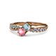 1 - Nicia Aquamarine and Pink Tourmaline with Side Diamonds Bypass Ring 