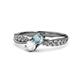 1 - Nicia Aquamarine and White Sapphire with Side Diamonds Bypass Ring 
