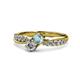 1 - Nicia Aquamarine and Diamond with Side Diamonds Bypass Ring 