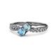1 - Nicia Aquamarine and Blue Topaz with Side Diamonds Bypass Ring 
