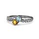 1 - Nicia Aquamarine and Citrine with Side Diamonds Bypass Ring 
