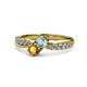 1 - Nicia Aquamarine and Citrine with Side Diamonds Bypass Ring 