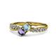 1 - Nicia Aquamarine and Iolite with Side Diamonds Bypass Ring 