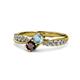 1 - Nicia Aquamarine and Red Garnet with Side Diamonds Bypass Ring 