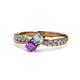 1 - Nicia Aquamarine and Amethyst with Side Diamonds Bypass Ring 