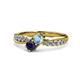 1 - Nicia Aquamarine and Blue Sapphire with Side Diamonds Bypass Ring 