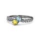 1 - Nicia Aquamarine and Yellow Sapphire with Side Diamonds Bypass Ring 