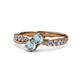 1 - Nicia Aquamarine with Side Diamonds Bypass Ring 