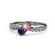 1 - Nicia Pink Tourmaline and Blue Sapphire with Side Diamonds Bypass Ring 