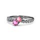 1 - Nicia Pink Tourmaline and Pink Sapphire with Side Diamonds Bypass Ring 