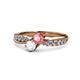 1 - Nicia Pink Tourmaline and White Sapphire with Side Diamonds Bypass Ring 