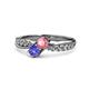 1 - Nicia Pink Tourmaline and Tanzanite with Side Diamonds Bypass Ring 