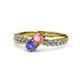 1 - Nicia Pink Tourmaline and Tanzanite with Side Diamonds Bypass Ring 