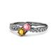 1 - Nicia Pink Tourmaline and Citrine with Side Diamonds Bypass Ring 